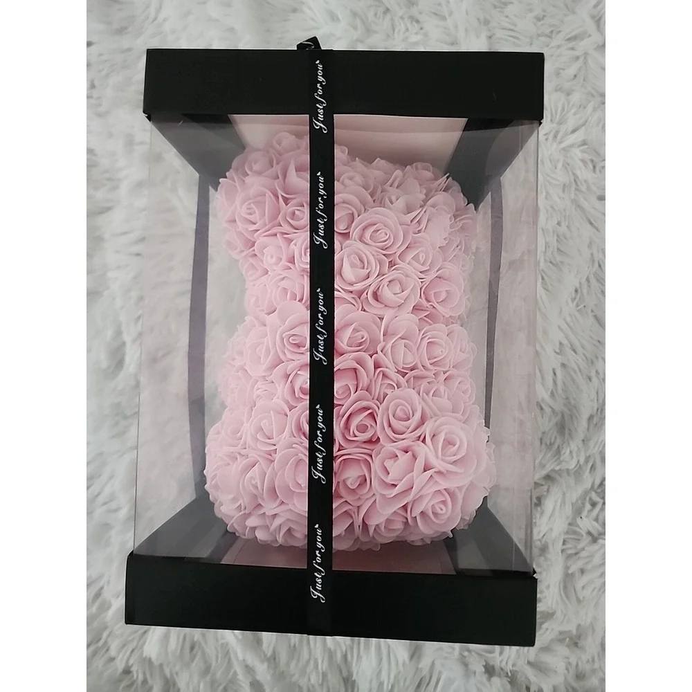 Pink Rose Teddy Bear Women Gifts For Valentines Day Birthday Anniversary‎ W/ Box